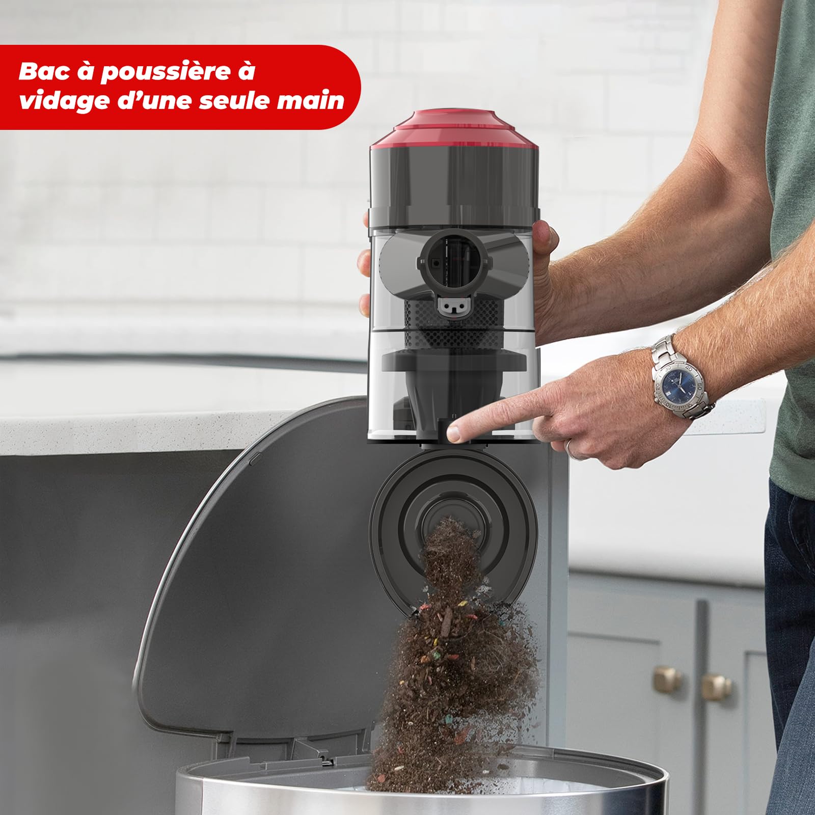 Akitas V10A Aspirateur sans Fil 450W avec Brosse Anti-Enchevêtrement pour Cheveux et Tapis Moteur Numérique BLDC 3 Vitesses 50 Min d’Autonomi Balai Vertical et à Main avec Batterie au Lithium
