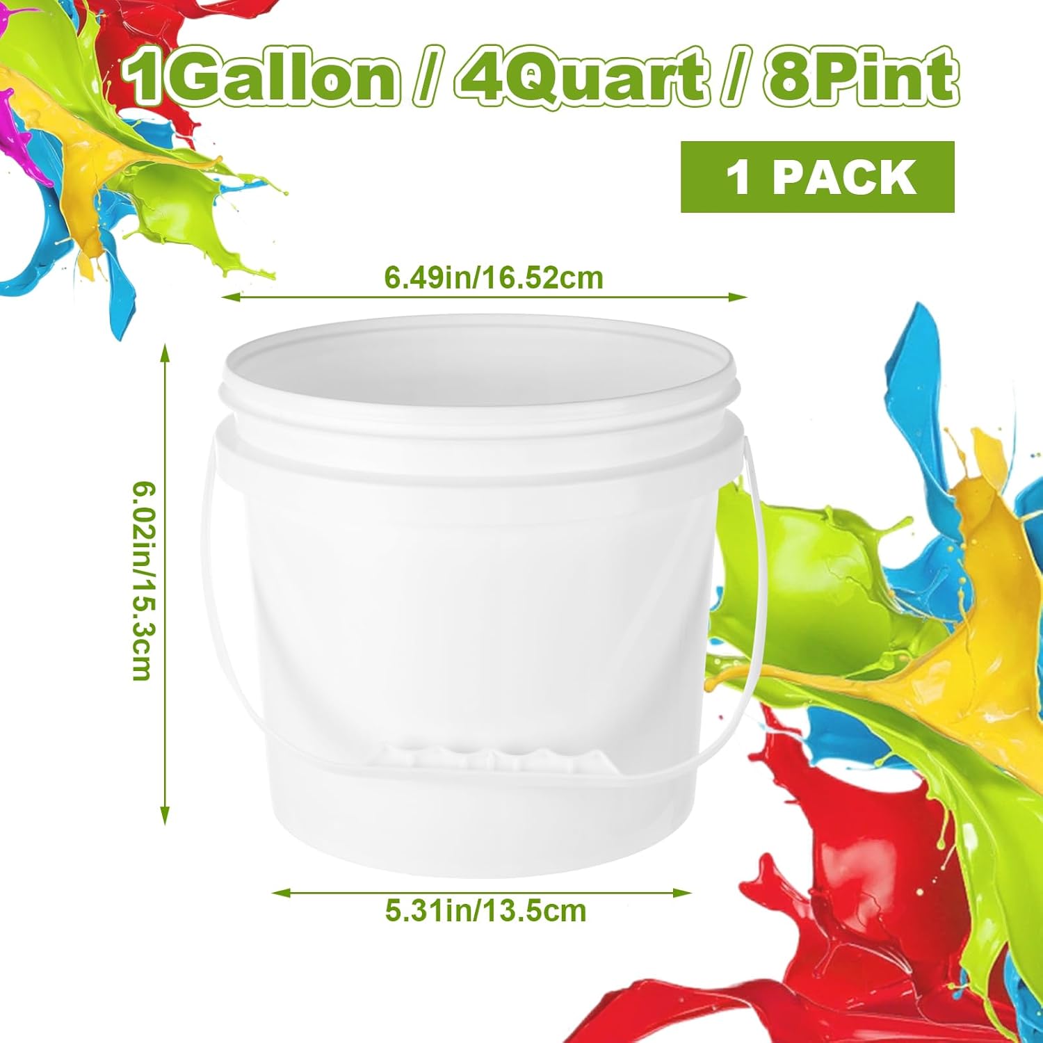 1 Pack Paint Bucket for Painting Empty Paint Cans 1 Gallon Plastic Paint Containers with Lids & Handles Paint Storage Containers 4 Quart Paint Cans with Lids Paint Pail for Leftover Paint - Image 2
