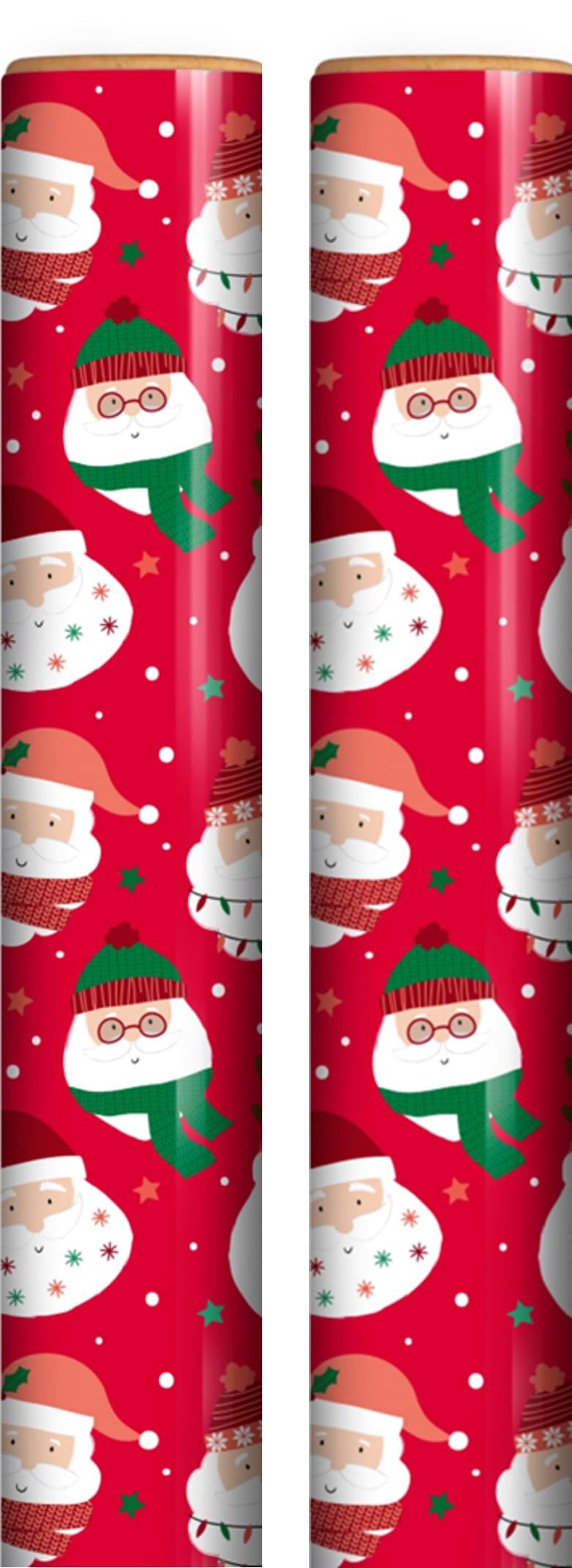 8m (2 x 4m) Traditional Gift Wrap Paper Roll - Red Santa Father Christmas Faces