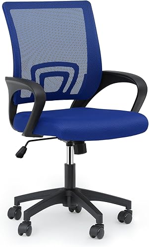 Miniatura 23 de MoNiBloom Silla de oficina de malla para el hogar, silla giratoria ergonómica con respaldo medio con asiento acolchado y reposabrazos, capacidad de