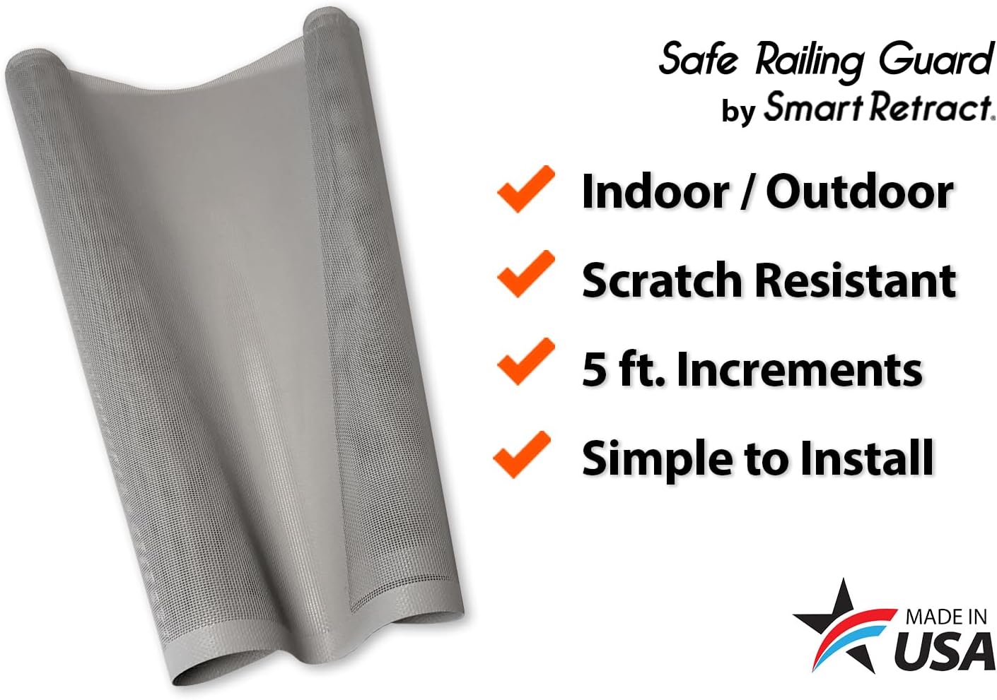 Safe Railing Guard Indoor Outdoor Use – Customizable Balcony Safety Net - Premium Mesh Barrier for Deck Railings, Stairs, Posts, and Balconies - Banister Rail Protection for Kids & Pets - Gray