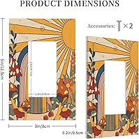 Vista 5 de Cubierta de Interruptor de Luz de Estilo Boho Vintage de los 70 Sol Arcoíris Champiñón Floral Rocker Individual 1 Gang Cubierta de Enchufe