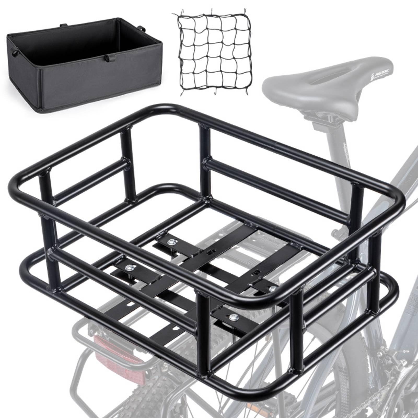 Fahrradkorb hinten mit Einsatz Gepäcknetz Metall Fahrradkorb hinten rostbeständig Transportzubehör