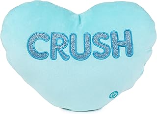 Famosa Softies - Hello Pillow cojín Luminoso Azul, cojín con Forma de corazón y Las Letras 'Crush' Bordadas en el Centro y...
