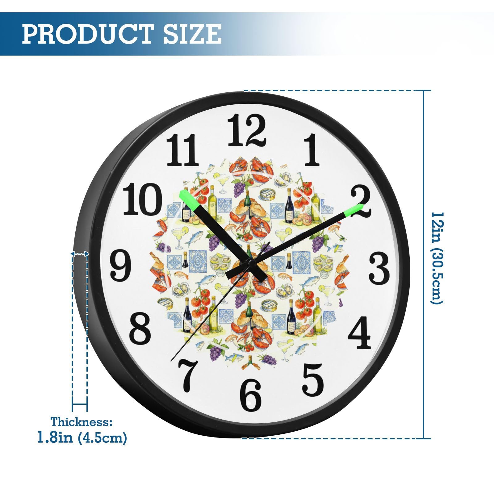 Yuiboo Horloge murale LED bleue avec lumière de nuit
