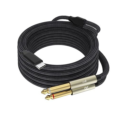 Vista 11 de Cable divisor estéreo USB C a doble de 0.250 in y 1/4 pulgadas, USB tipo C a cable de audio TS dual de 0.250 in 1/4 pulgadas para teléfono