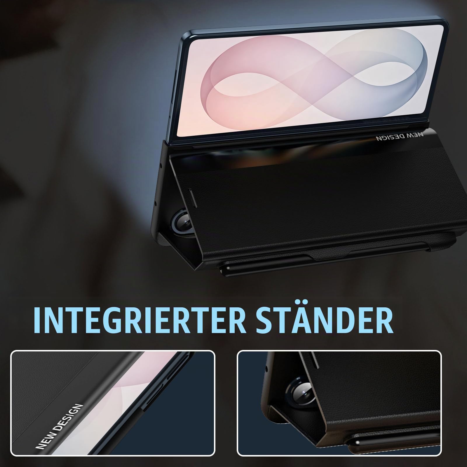Handyhülle für Samsung Galaxy Z Fold 8 Ultra Hülle mit Stift Case (Schwarz)