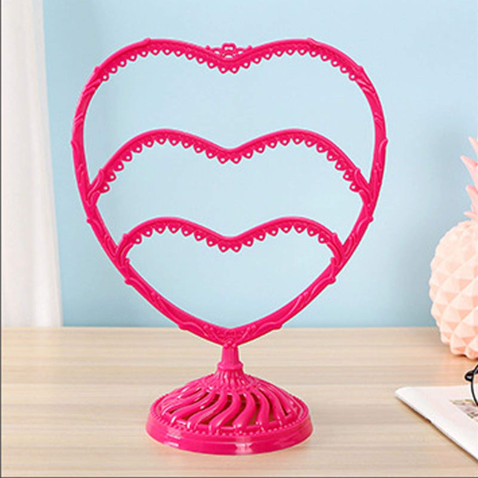 Espositore Per Orecchini A Cuore Rosa – Organizer Da Tavolo 15x18 Cm – 30 Fori