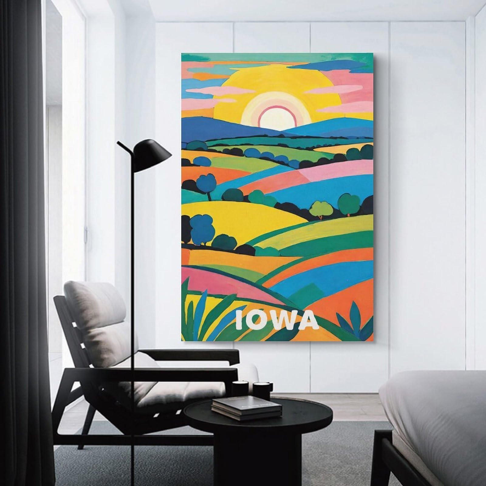 Junmoney Unframe-Style-4 Iowa In Vivid Colors Canvas Wall Decor, 12X18inch(30X45cm), For Wall Displays, Bedrooms Or Room Updates, Wall Decor Suited To Curated Displays