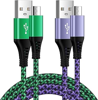 Micro USB Cable, 2-Pack 6ft/1.8m Android Charger Cable Fast Charging Lead Nylon Braided Micro USB Charger Cable for Samsung Galaxy S7/S6/J8/J7/J6/J5/J3/A6, PS4, Tablet, Huawei, Sony, HTC, Nokia