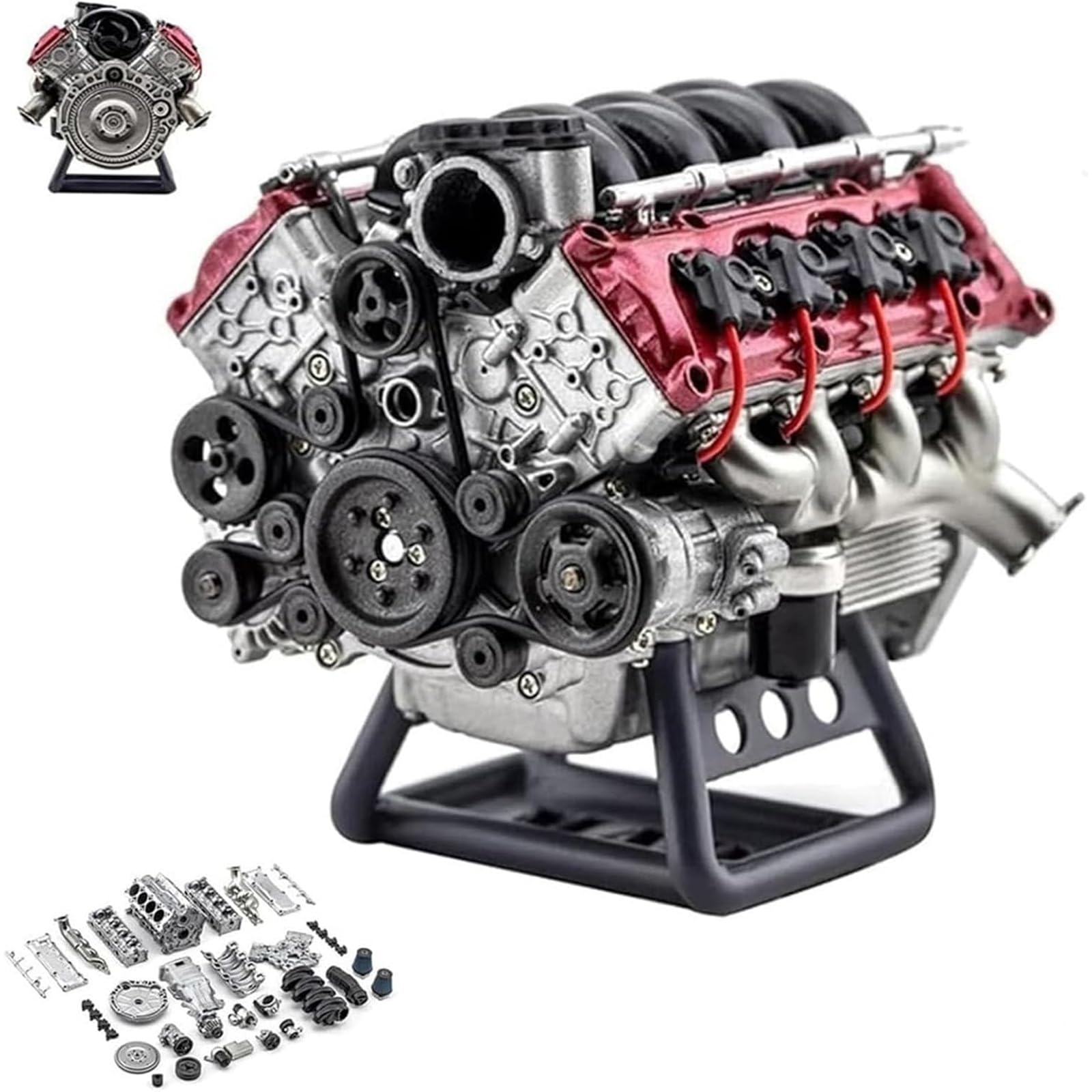 Générique Kit Moteur Mini V8 Fonctionnel - Modèle Adulte pour Voitures Miniatures AX90104, SCX10, VS4-10 Pro/Ultra