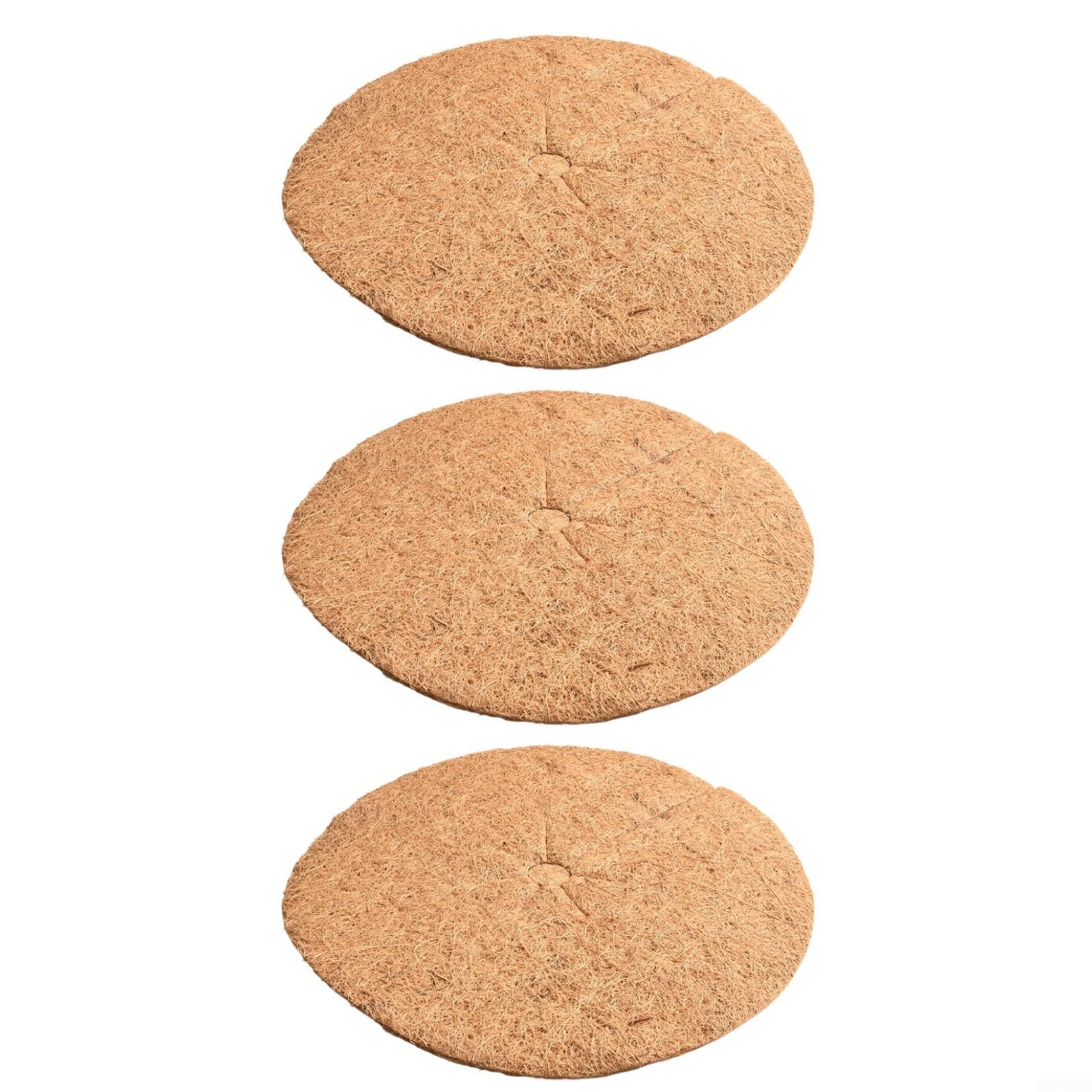 Mantillo de fibra de coco en discos de 37 cm para retención de humedad y protección de árboles