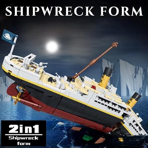 Miniatura 3 de Liberty Imports Titanic Model - Juego de bloques de construcción de 2022 piezas, réplica de Titanic coleccionable, modo de visualización 2 en 1,