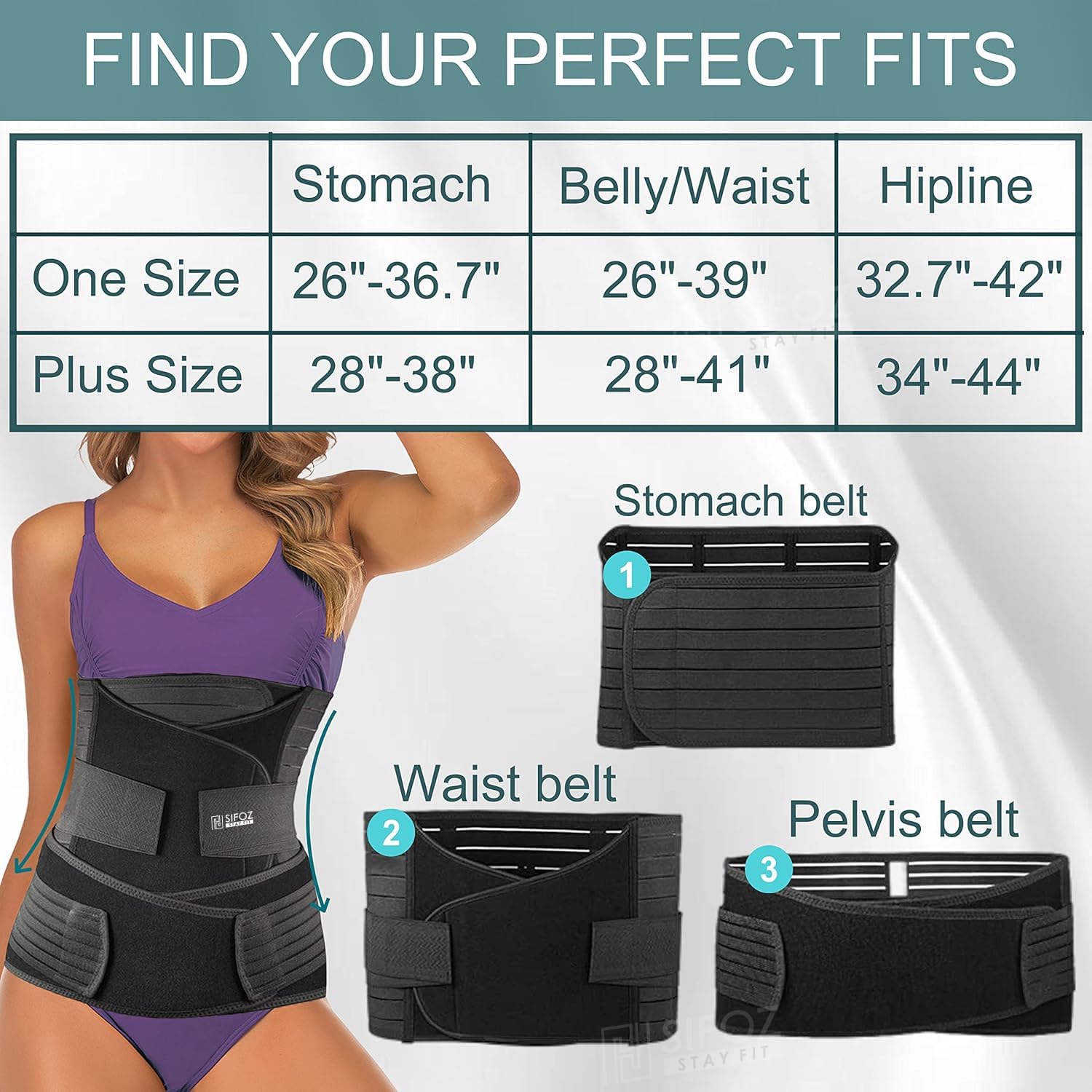 Sifoz Neoprene 3 In 1 Postpartum Support-Recovery Belly Belt Free Size Abdominal Support For Post Delivery,Slimming Waist,Lower Back Pain,Tummy Reduction Belt For Belly After Delivery C-Section Black - Image 6 thumbnail