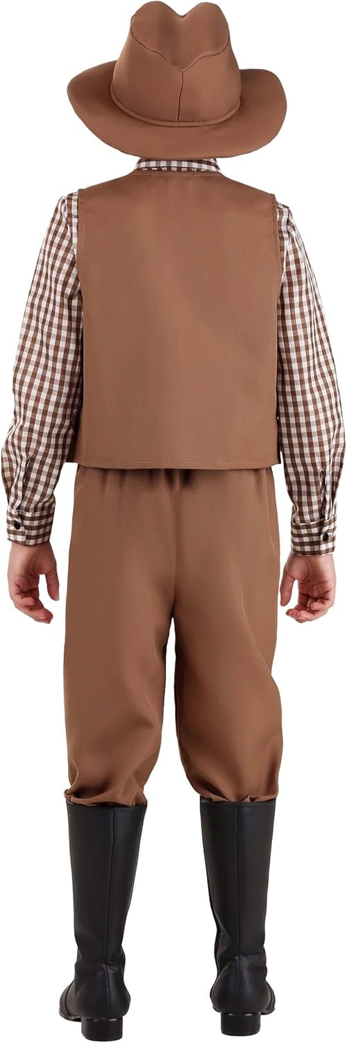 Kids Western Pioneer Halloween or Dress Up Costume, Boys Cowboy Outfit With Shirt, Pants, And Hat - Image 4