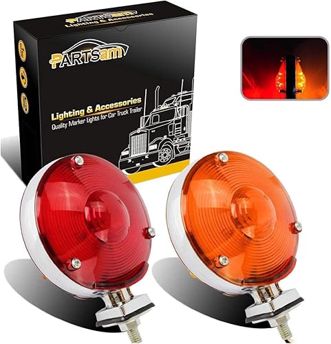 Partsam 2 luces LED redondas de doble cara de 4 pulgadas, luces de pedestal de freno, luces direccionales de freno de freno, camiones,