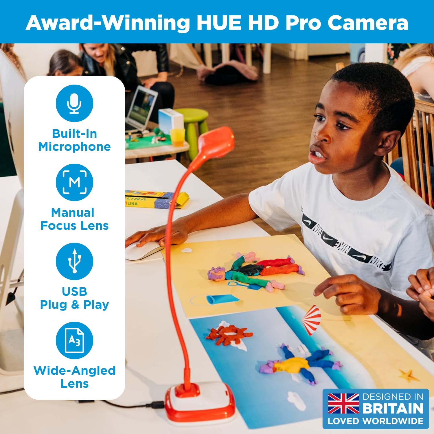 HUE Animation Studio Pro : Kit Stop Motion pour Windows/macOS (Noir) | Enfants (7+), Caméra Full HD 1080p adaptée à l'animation, microphone/LEDs intégrés, logiciel, livre, ressources en ligne