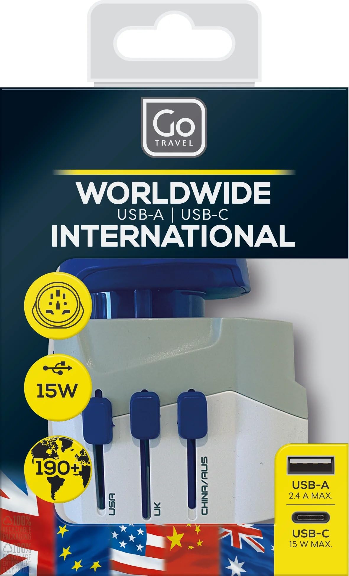 Universal travel adapter with USB-C product research image