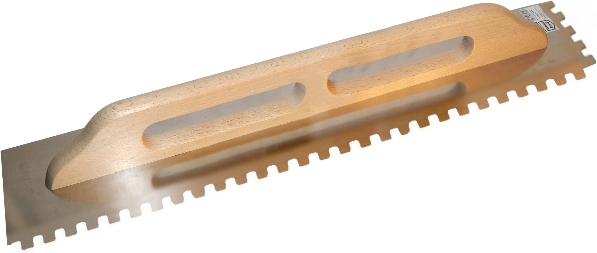 Stainless Steel Adhesive Spreading Trowel 680mm (27"), Notch 12 x 12mm. Wooden handle (5812)
