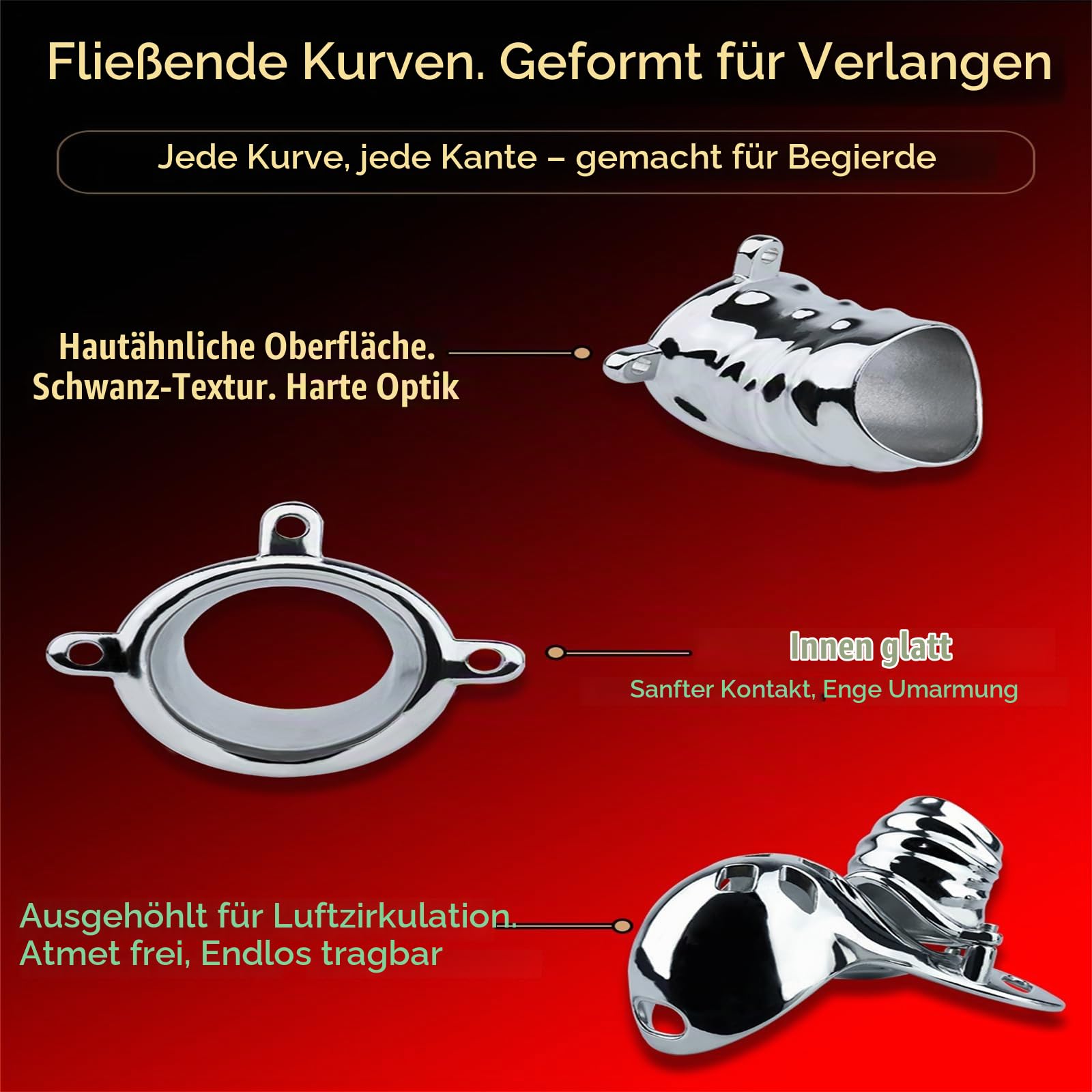 Keuschheitskäfig Edelstahl Herren Metall Peniskäfig 3D Cock Cage Sexspielzeug Mit Einstellbar Gürtel Belüftung Keuschheitsgürtel Chastity Cage Male SM Bondage Keuschheit Gerät,Silber,S