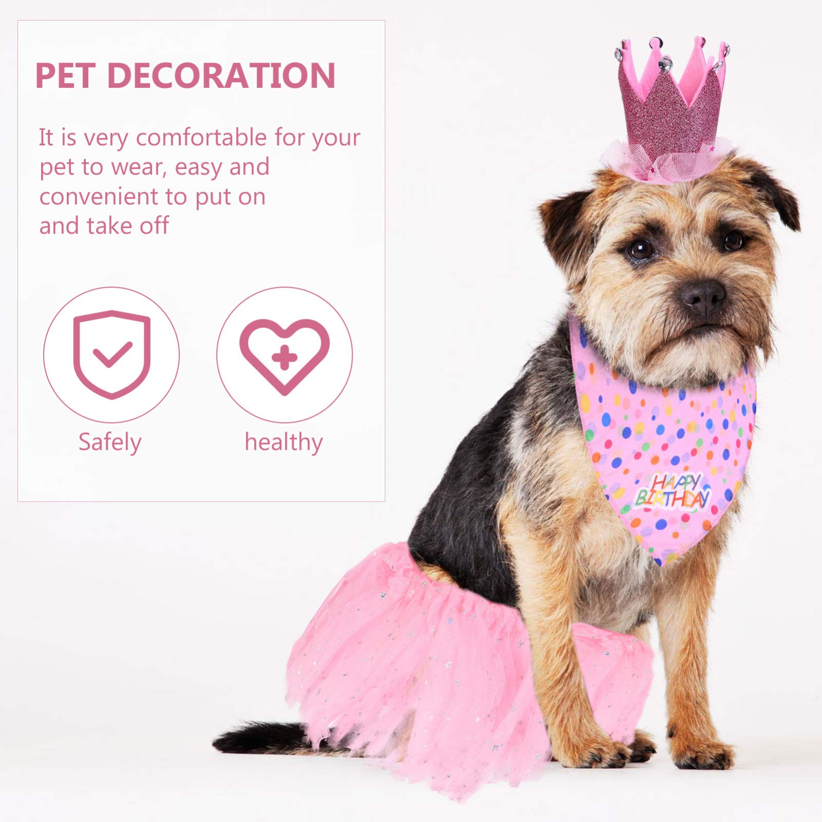POPETPOP 9pièces Costume Anniversaire pour Chien Ensemble avec Chapeau Jupe Et Bandana pour Fête Anniversaire