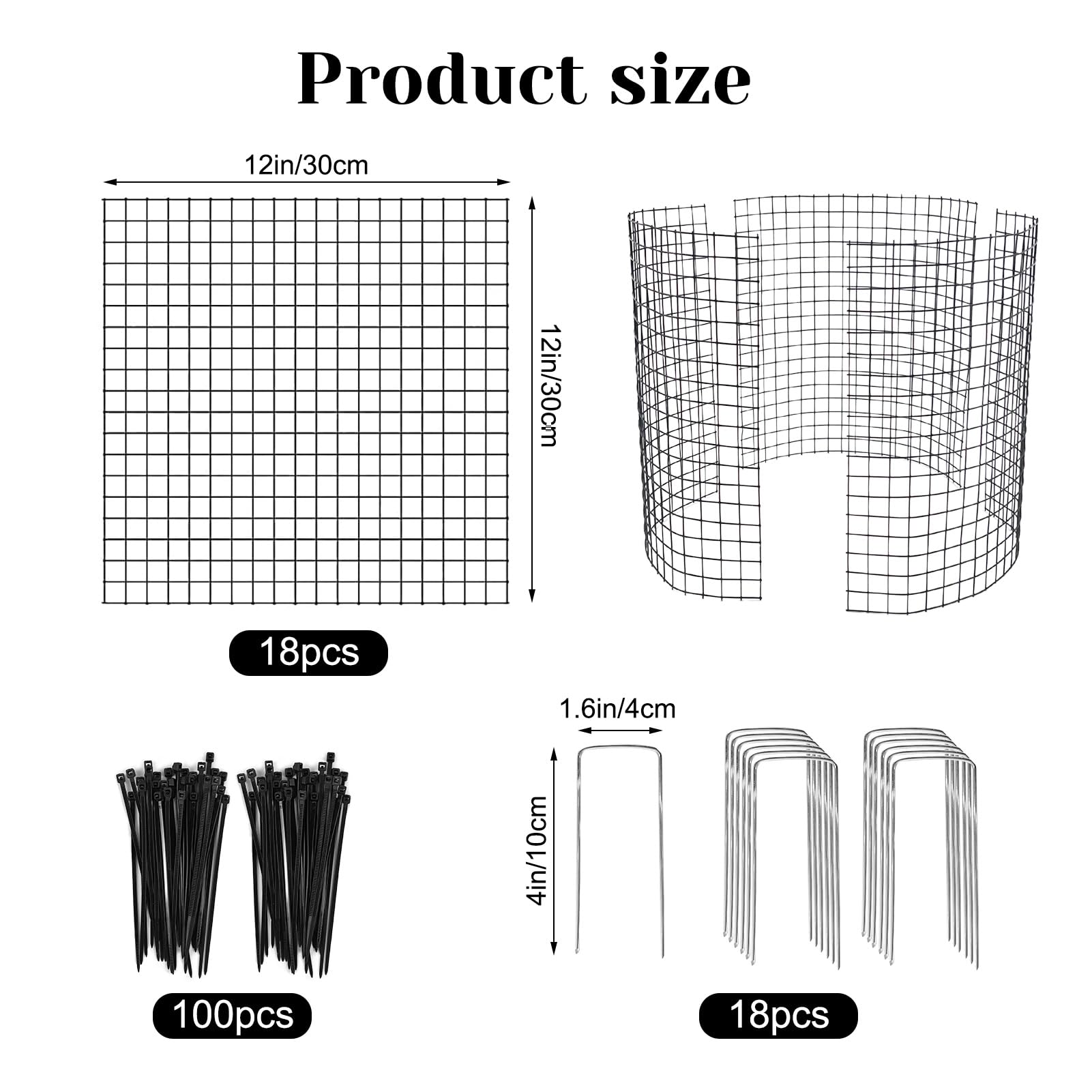 18 PCS Round Plant Protector from Animals, 6Pack 12'' x 12'' Metal Plant Cages?18Pcs Metal Mesh to Keep Animals Out, Garden Protection Bunny Barricades, Wire Plant Protectors for Rabbits Chicken Duck