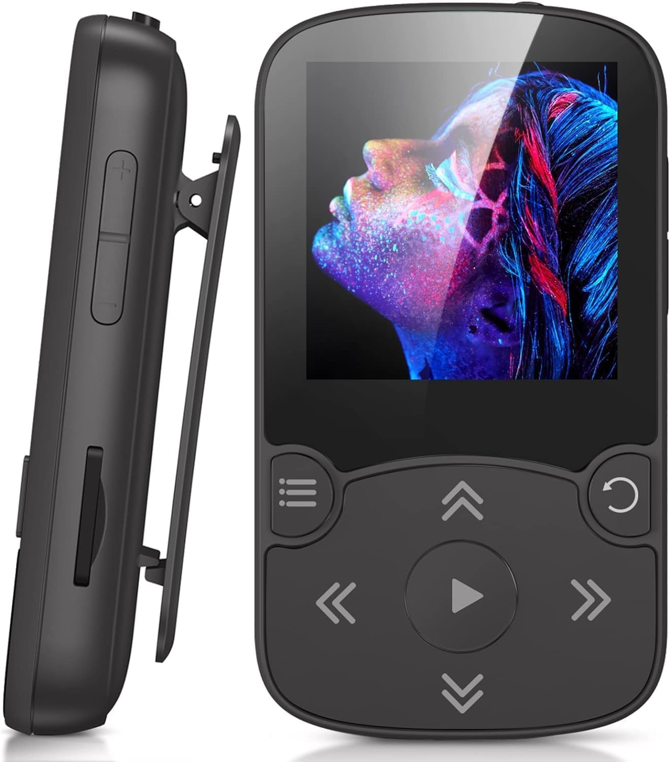 AGPTEK 64Go Lecteur MP3 Bluetooth 5.3 Avec Clip, 1,8 Pouces Lecteur Musique Sport HiFi Avec Reconnexion Bluetooth, Bouton Volume, Radio FM/Podomètre