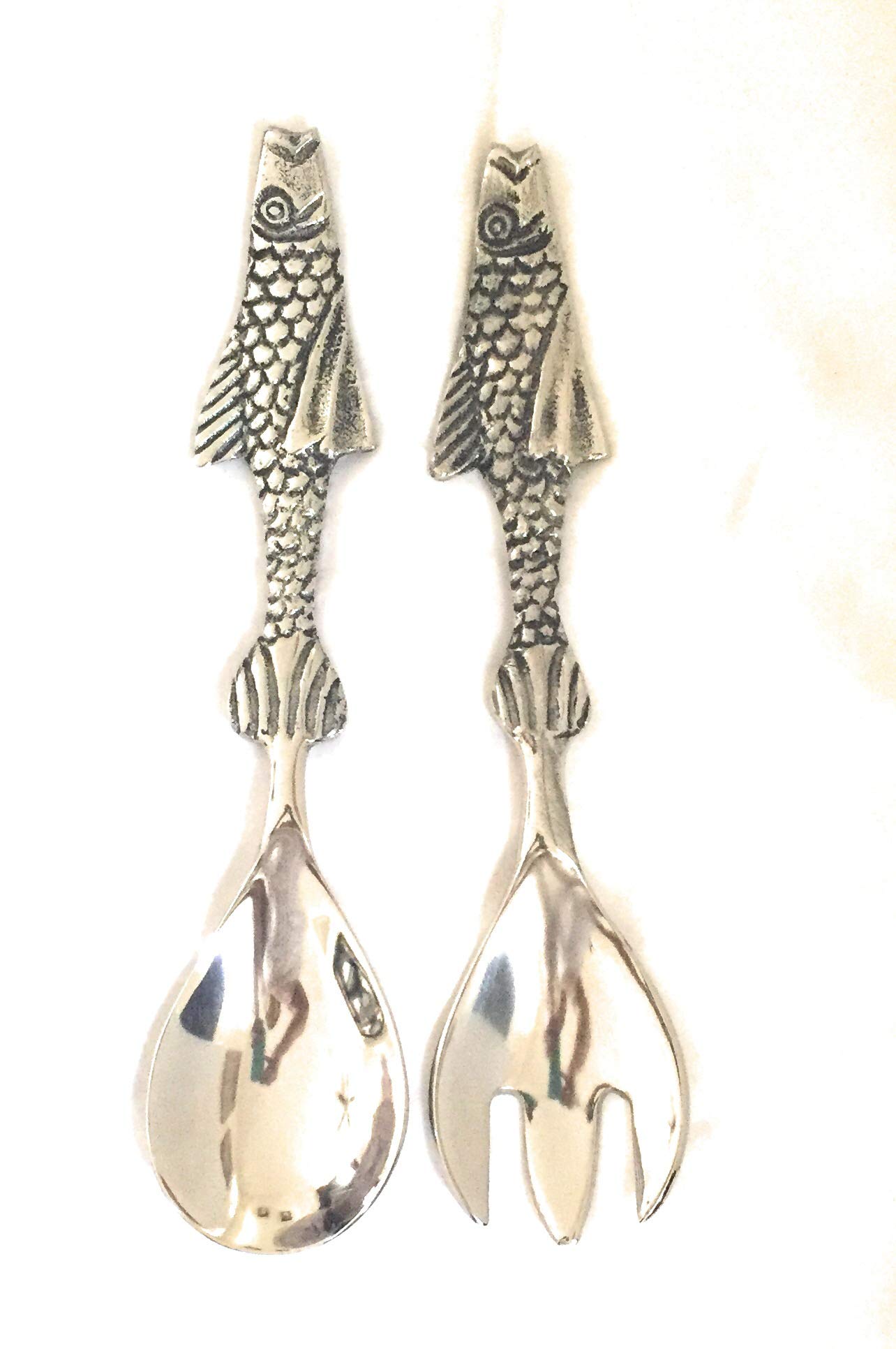 Stainless Steel Cutlery Set Salad Set (2 PC) with Fish Engraved Handles,