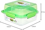 Sistema to GO Lunch Stack Square Lunch Box | 1.24 L Food Container with Bento-Style Compartments | BPA-Free | Colour May Vary