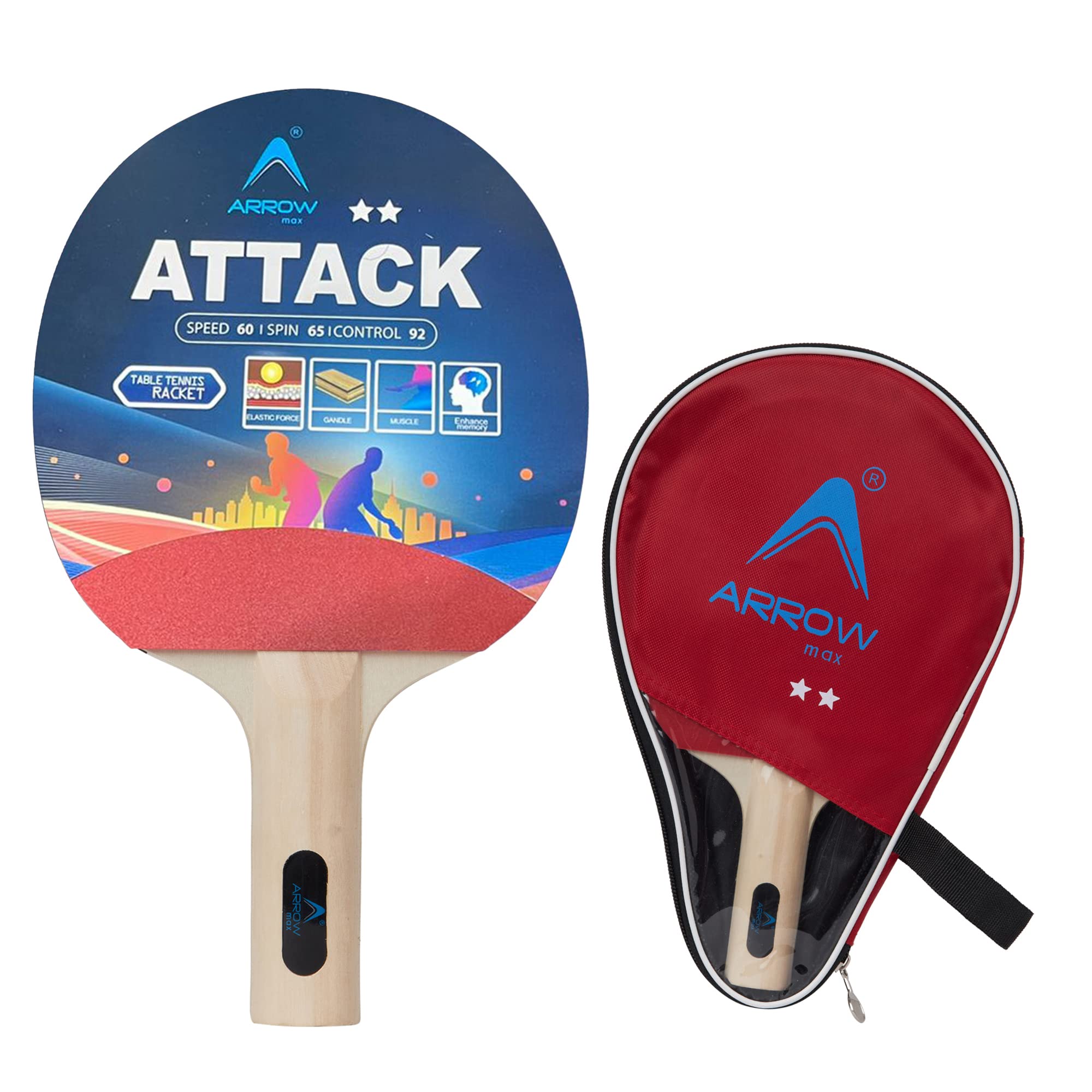 Table Tennis Wooden TT Bat/Racket for Kids and Adults PING Pong Raquet with Full Cover Multicolor-image-27