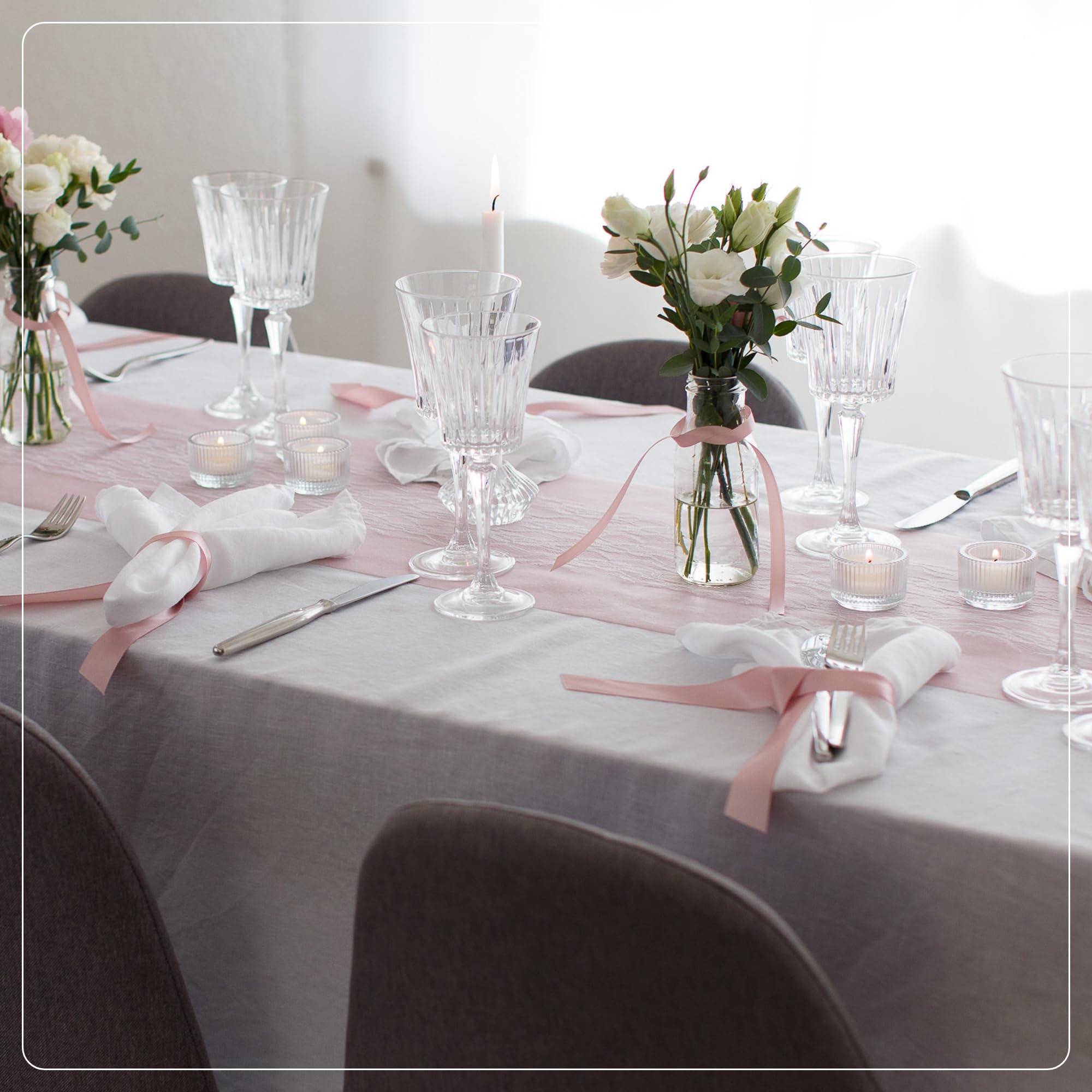 100%Mosel Bieżnik stołowy z włókniny, w kolorze Blush Rosé (30 cm x 25 m), dekoracyjna wstążka stołowa, elegancka dekoracja stołu na urodziny i wesela, kolorowa dekoracja na specjalne okazje