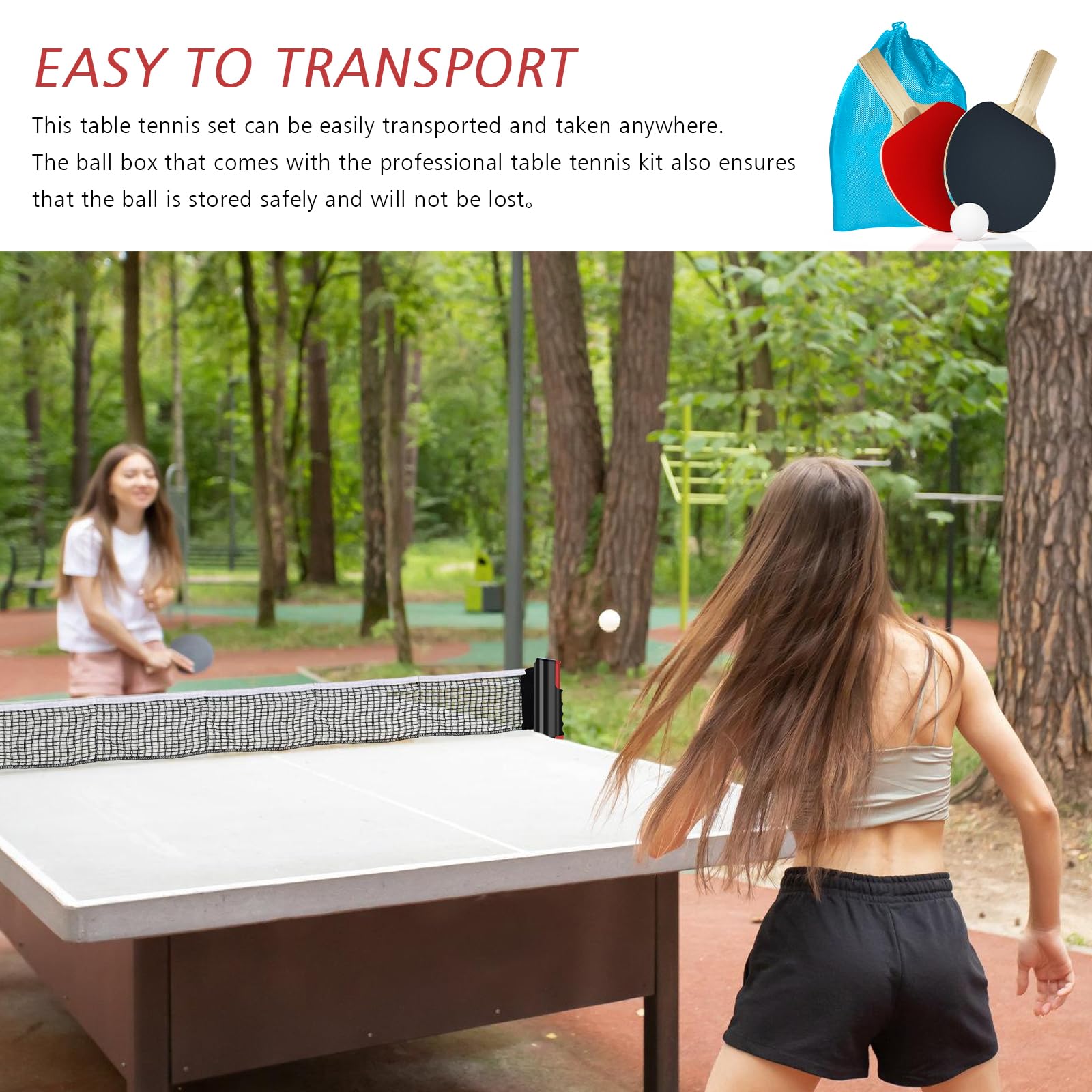 Juego de Raquetas de Ping Pong Plegables Profesional - 2 Raquetas, 6 Pelotas con Caja y Bolsa de Almacenamiento para Deportes de Interior y Exterior