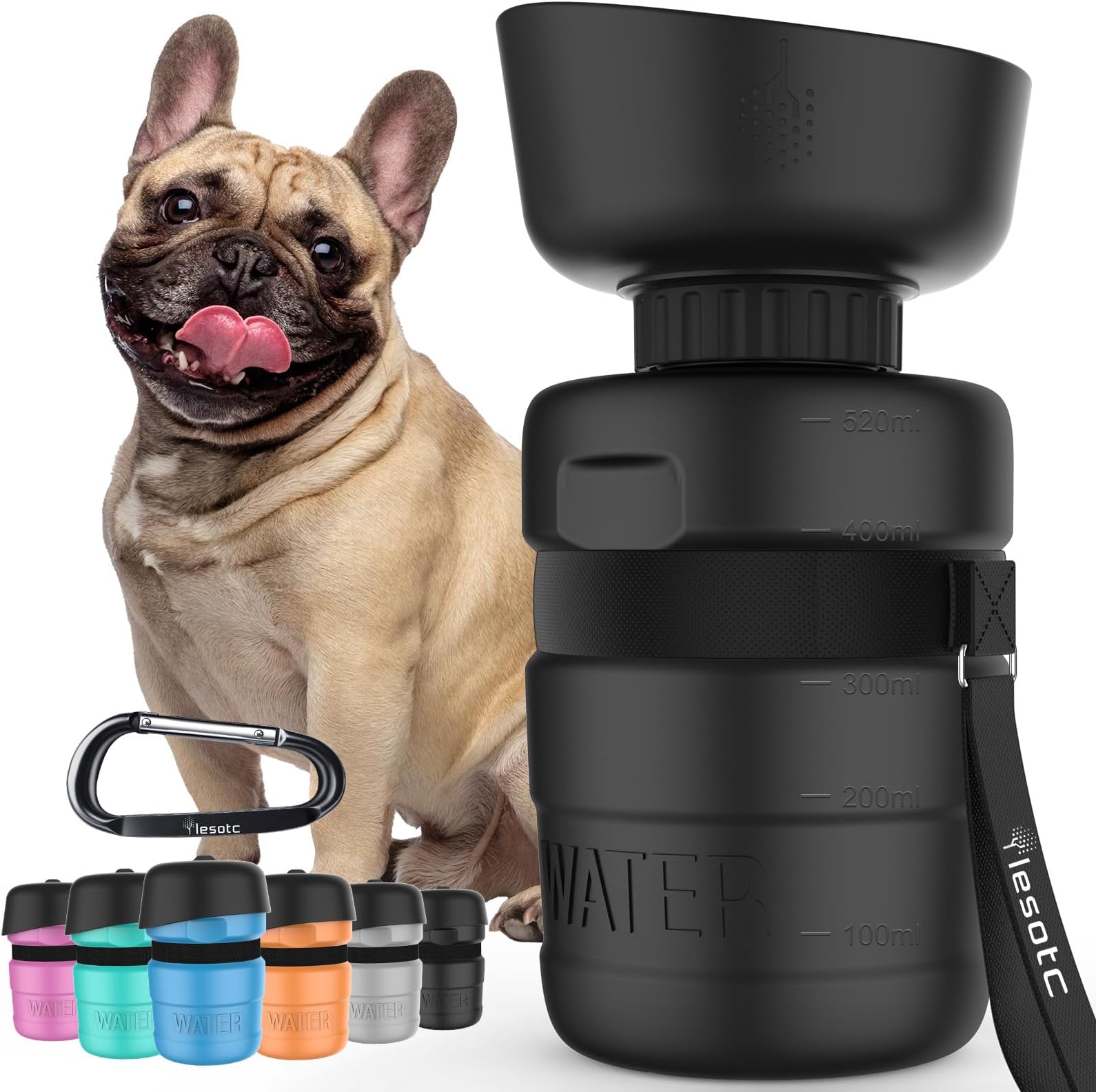 lesotcDog Water Bottle, Portable Water Dispenser with Travel Water Bowl, Leak Proof Pet Travel Squeeze Bottle, Puppy Essentials Dog Stuff Accessories for Outdoor Walking, Hiking, Camping