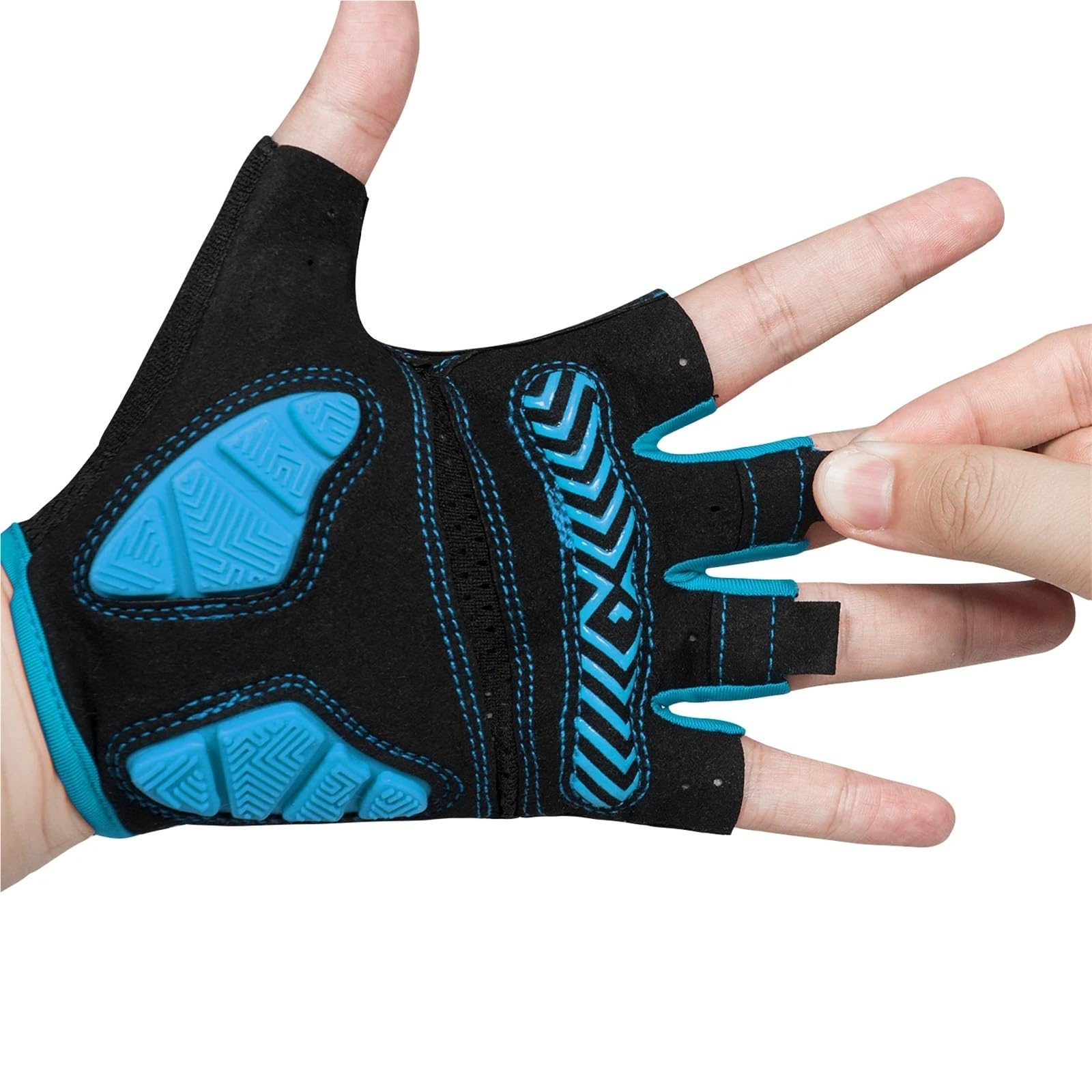 Compatibile con guanti da mountain bike a mezze dita, cuscinetti in gel di silicone da 5 mm, ammortizzanti, antiscivolo, per mountain bike e bici da strada