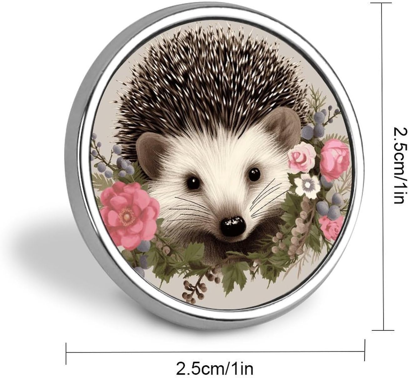 Round Lapel Pin Decorative Brooch Pins, Hedgehog image 2