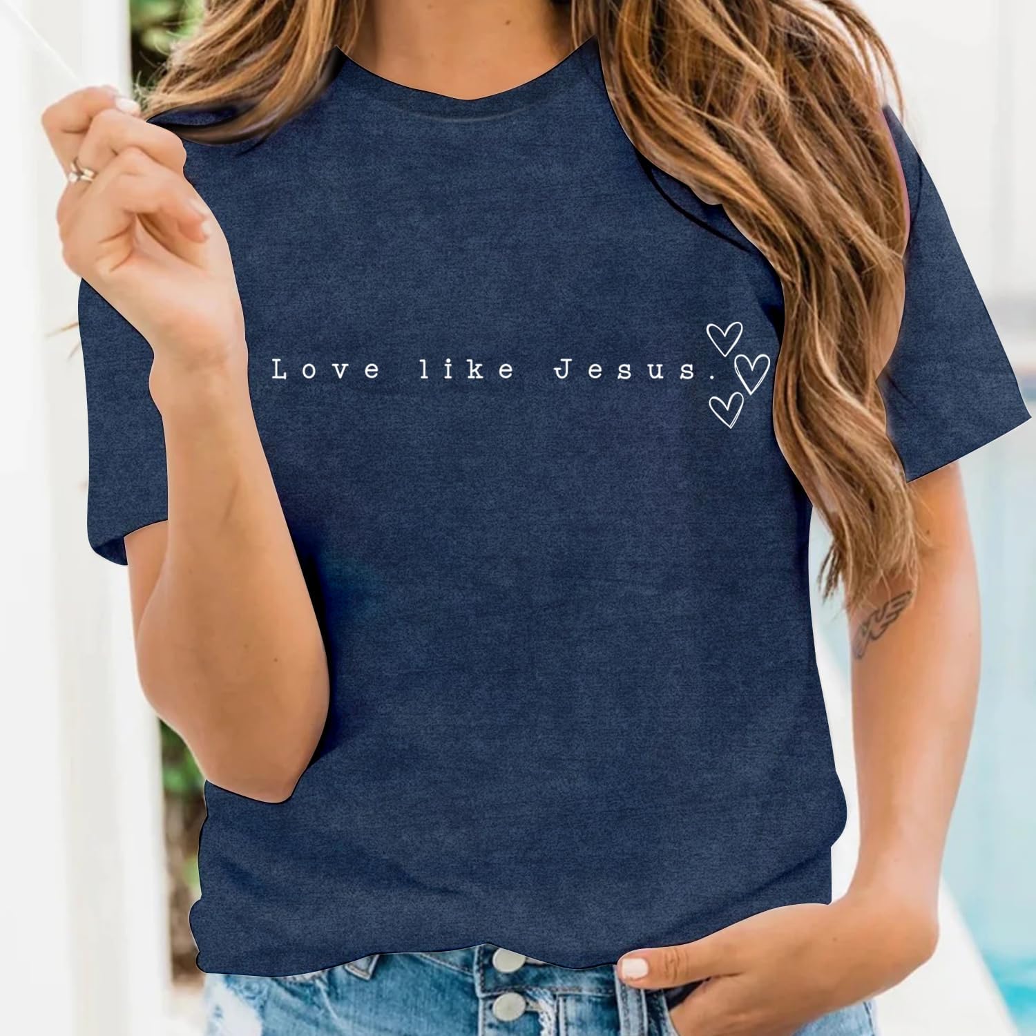LBP Love Like Jesus Shirt Christian Minimalist Shirt for Women Faith-Based Tees Christian Tops - Image 2
