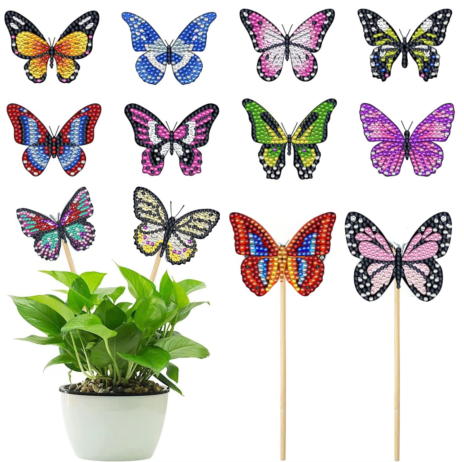 Photo 1 of 12 Pcs Butterfly Diamond Art Stakes, Butterfly Diamond Painting BUNDLE OF 4**