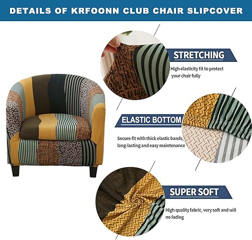 Miniatura 8 de KRFOONN 2 piezas de fundas para silla de club, fundas elásticas para sillón, fundas de sofá, fundas de sofá extraíbles de barril redondo, funda