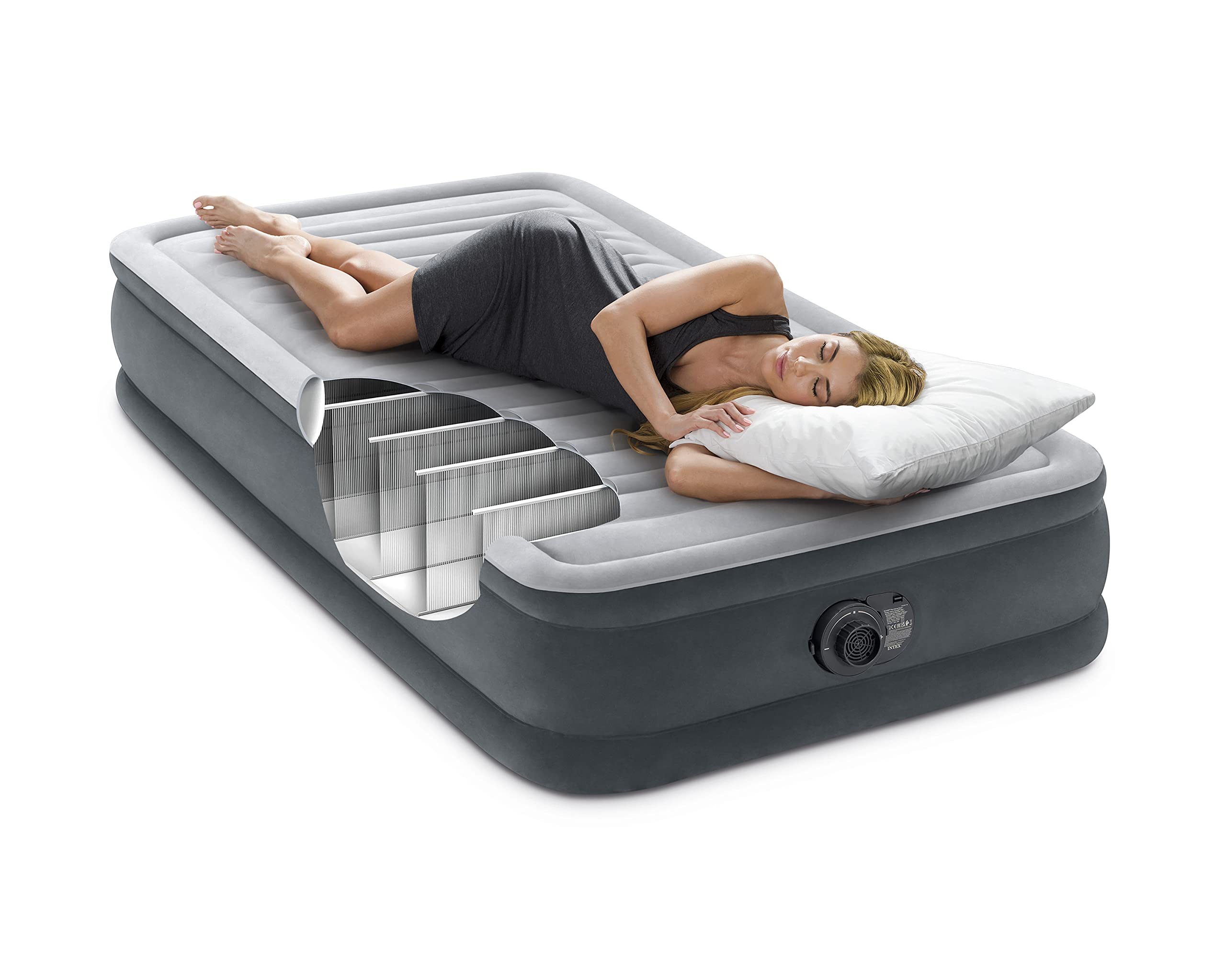 Intex 67766ND - Materasso Dura-Beam Comfort Plush Singolo con Pompa Elettrica Incorporata, 99x191x33 cm