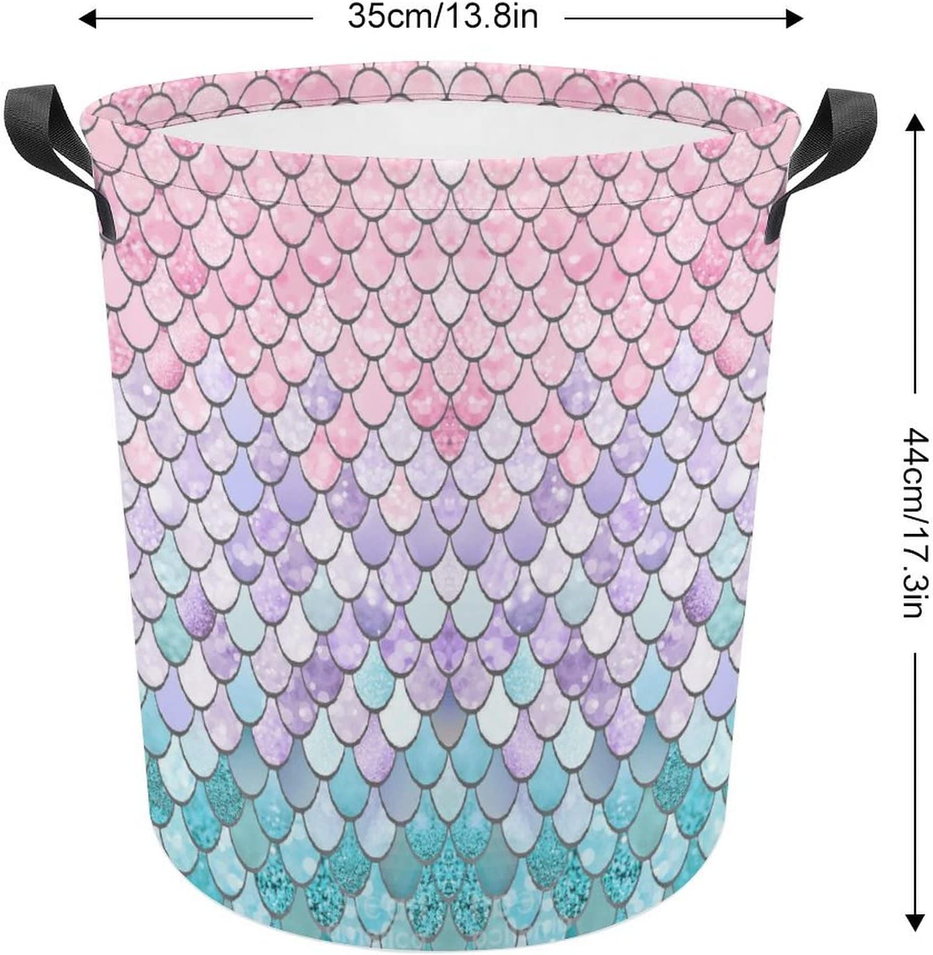 Lurhonp Collapsible Laundry Basket Mermaid Large Waterproof Laundry Bag Dirty Clothes Storage Basket Toys Organizer with Handles for Kids Room,Mermaid 02