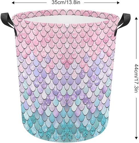 Miniatura 2 de Lurhonp Cesta plegable para la ropa sucia, grande, impermeable, para ropa sucia, organizador de juguetes con asas para habitación de niños, sirena 02