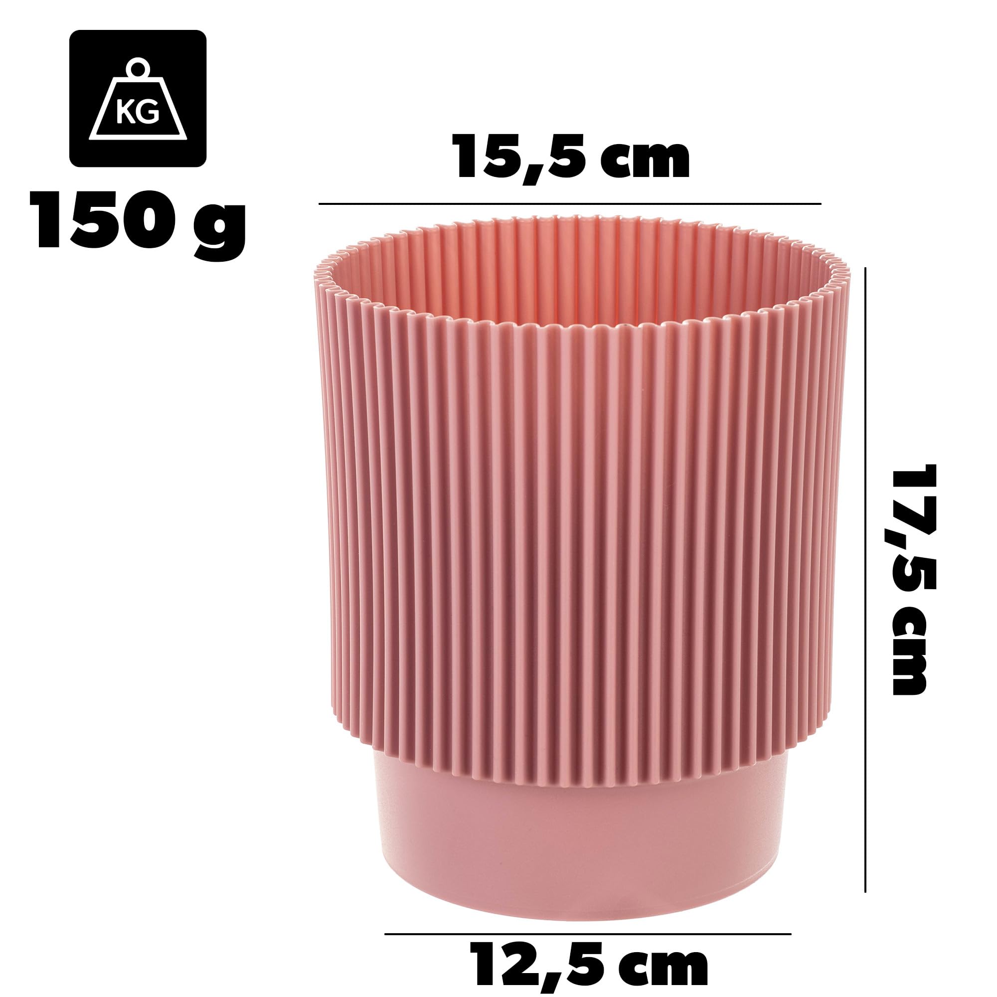 KADAX Vaso da fiori, rotondo, in plastica, per fiori, piante, balcone, per interni, leggero, moderno vaso (19 cm, rosa KADAX Vaso da fiori, rotondo, in plastica, per fiori, piante, balcone, per interni, leggero, moderno vaso (19 cm, rosa