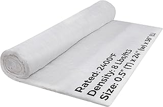 SIMOND STORE Ceramic Fiber Insulation Blanket - 1/2" x 24" x 36" - 8# 2400F - Fireproof Insulation Blanket for Furnace Forge Kiln Chimney Wood Stove Fireplace Pizza Oven Boiler Dishwasher, and More