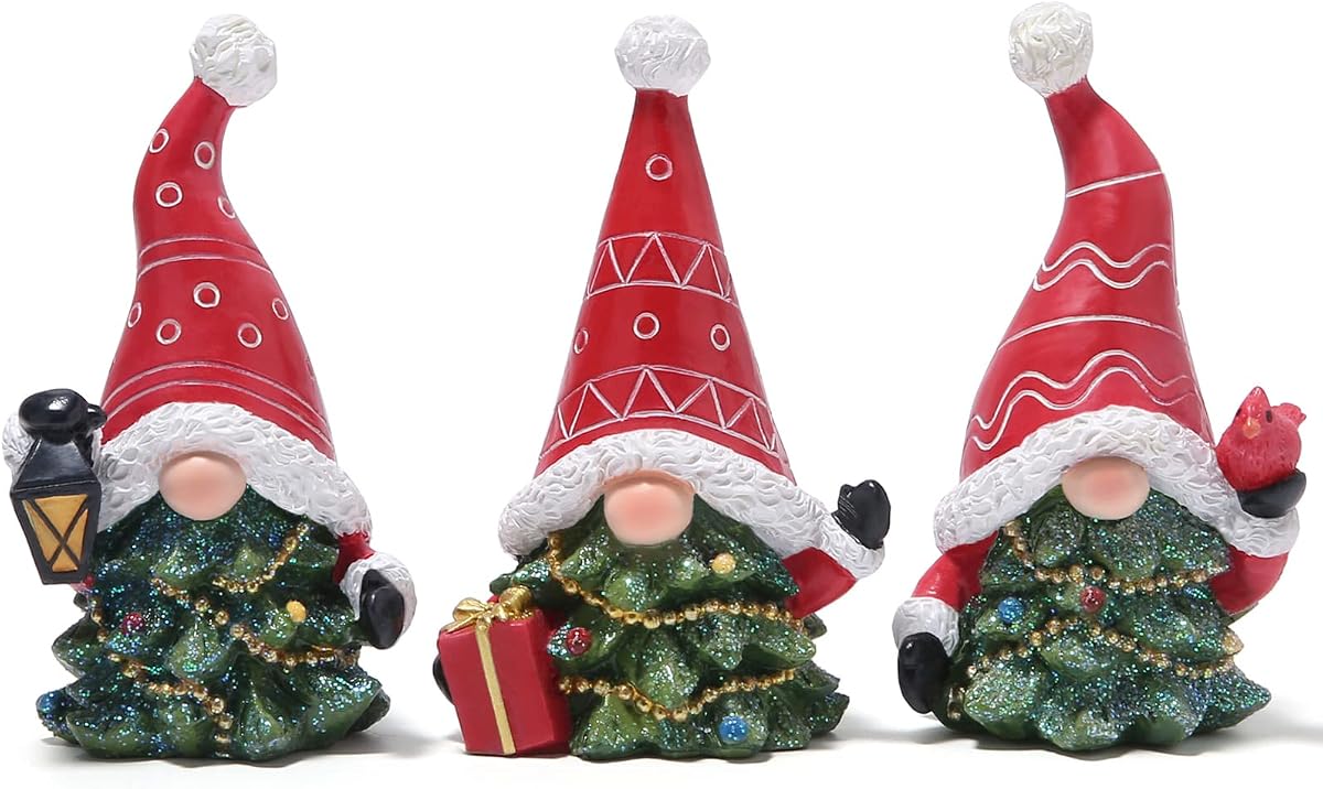 Hodao 3 piezas de decoraciones de gnomos de Navidad, sombrero de Navidad, figuras de gnomos, decoraciones hechas a mano, elfo escandinavo, figuras de gnomos para decoración de Navidad, regalo, fiesta de Navidad, decoración de gnomos para el hogar