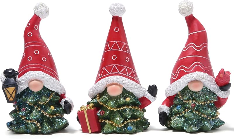 Hodao 3 piezas de decoraciones de gnomos de Navidad, sombrero de Navidad, figuras de gnomos, decoraciones hechas a mano, elfo escandinavo, figuras de gnomos para decoración de Navidad, regalo, fiesta de Navidad, decoración de gnomos para el hogar