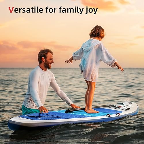 Miniatura 6 de Abahub SUP inflable, ancho 10 pies 6 pulgadas x 31 pulgadas/34 pulgadas x 10 pies 6 pulgadas, tabla de remo azul con paleta de kayak SUP ajustable