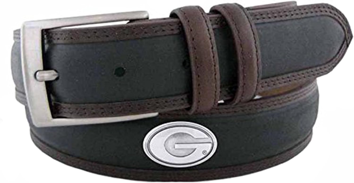 ZEP-PRO Georgia Bulldogs Men's Collegiate Two Tone Leather Belt, Black-Brown, UGA