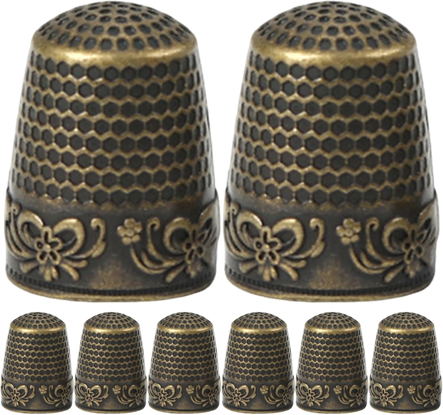 Operitacx 8pcs Quilting Thimble for Sewing - Bronze Thumb Thimble Finger Protectors for Needlework - Tailor DIY Hand Sewing Accessories, 0.9 x 0.7 Inch