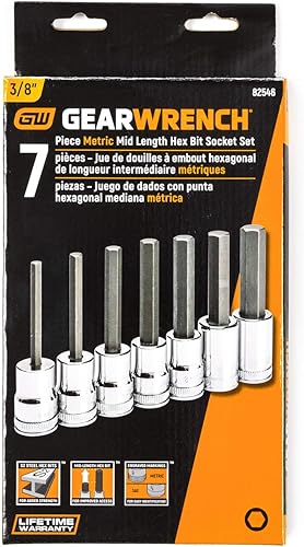 Miniatura 12 de GEARWRENCH 7 Pc. Juego de llaves de vaso hexagonal de longitud media de 3/8 pulgadas, métricas - 82546