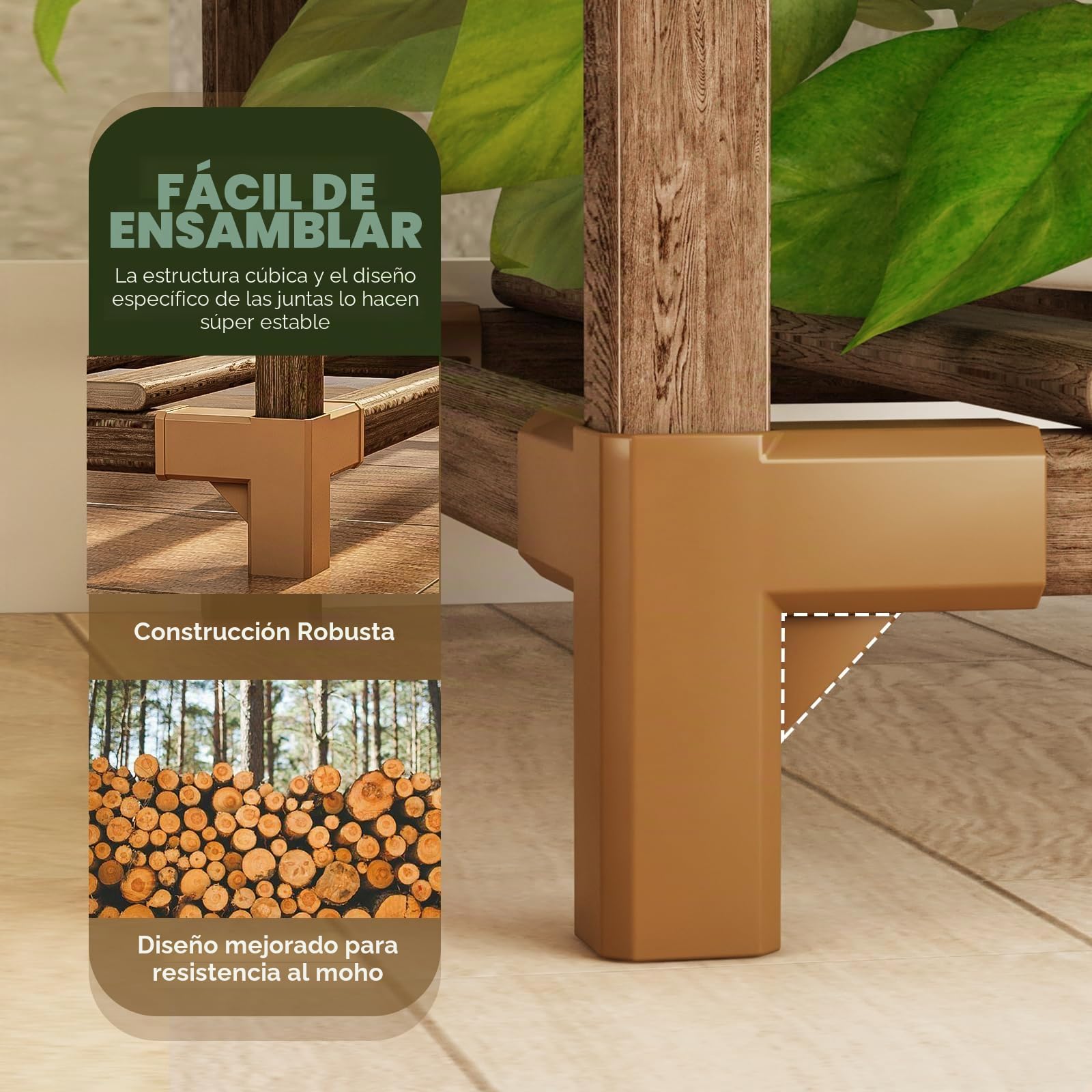 Bamworld Soporte para plantas de interior y esquina, para exteriores, 5 niveles, 11 flores, soportes de madera para plantas de jardín, soporte para plantas de madera, para sala de estar, esquina
